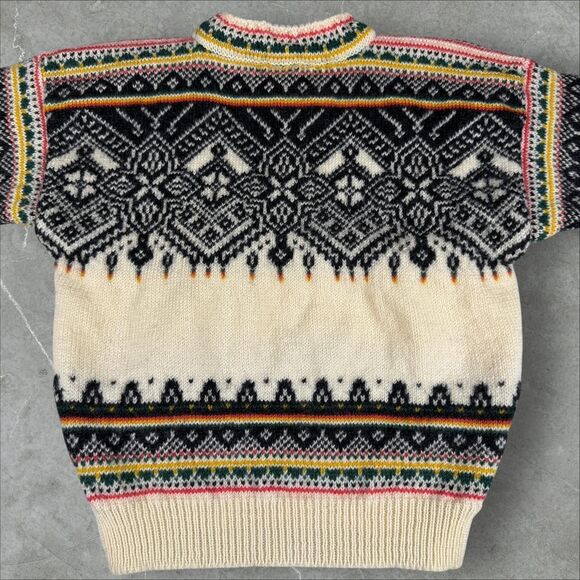 Vtg 90s Dale of Norway Wool Knit Sweater in Black and Cream W/ Color Accents  XS - Picture 4 of 8
